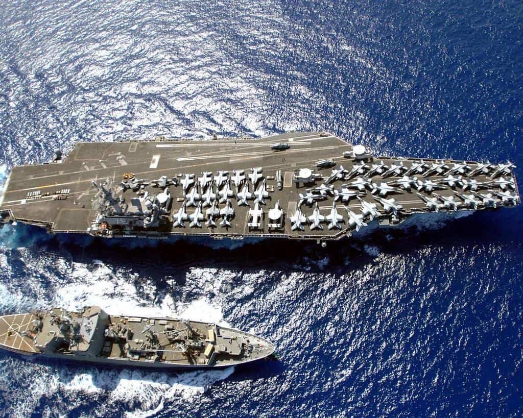 US+Navy+Aircraft+carrier | Though huge for a ship, Nimitz-class aircraft carrier USS Ronald Reagan (CVN 76) makes for an extremely tight air base (Image Credit: US Navy)