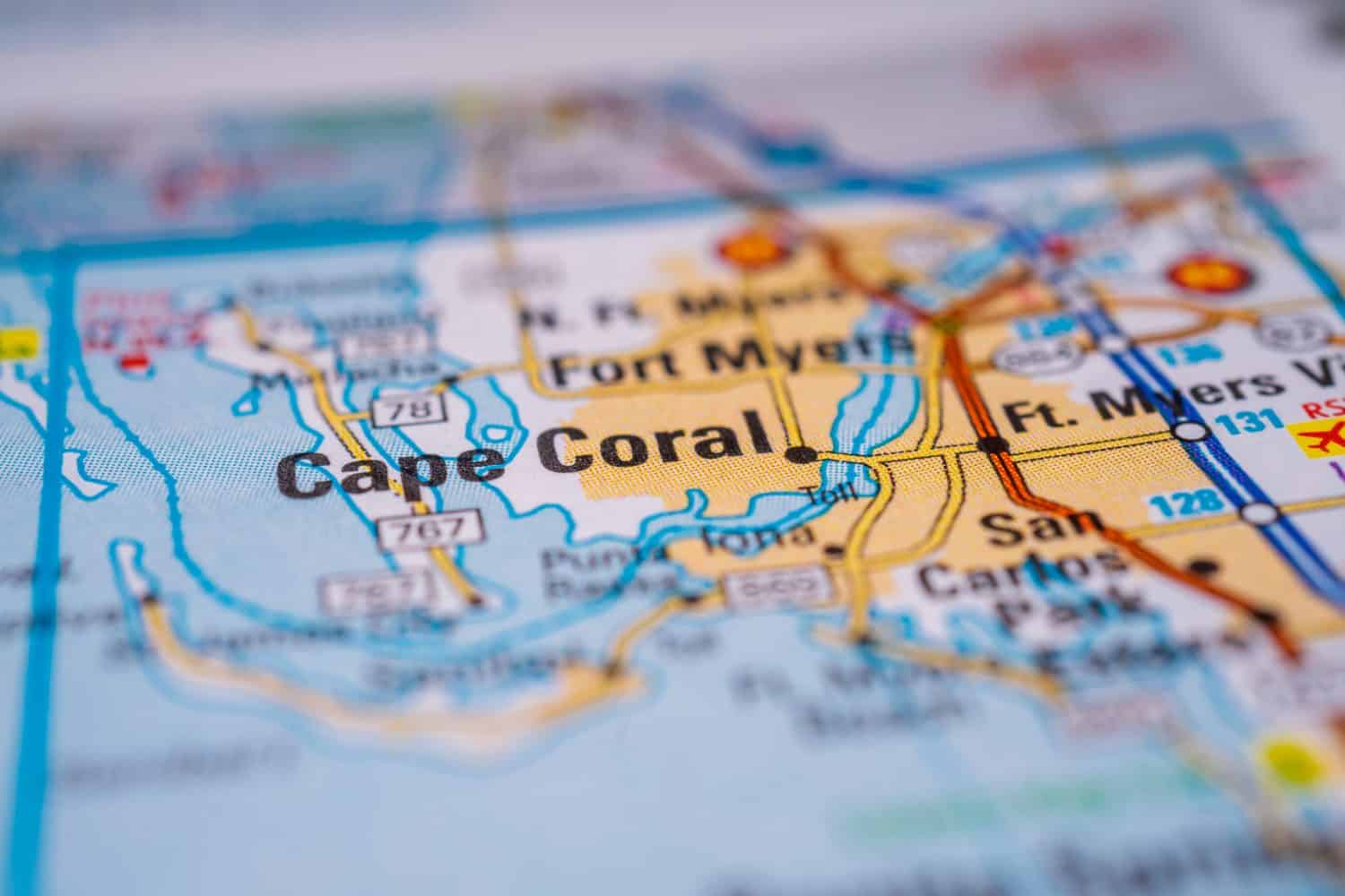 Cape Coral on USA map