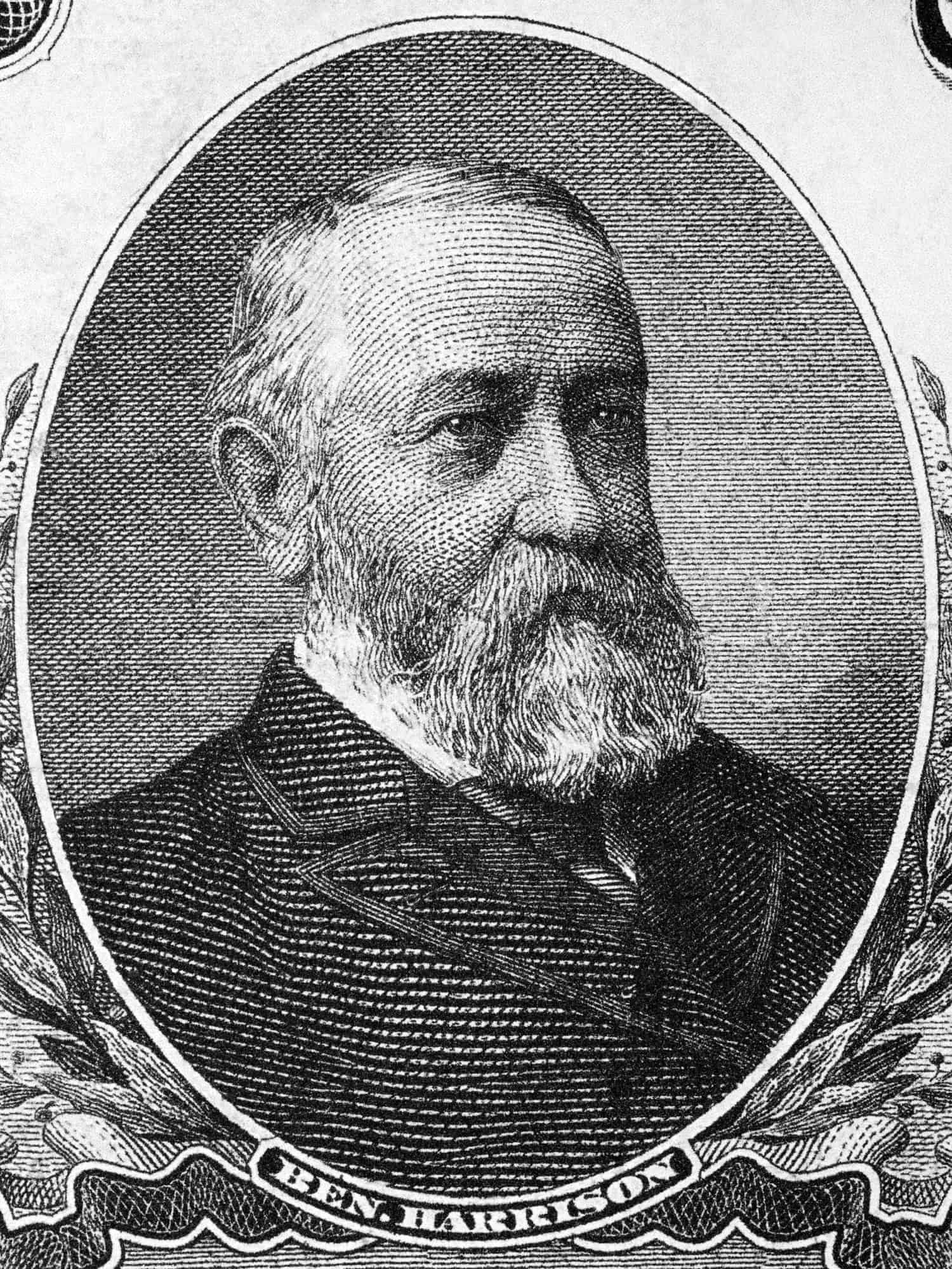 Benjamin Harrison a portrait from old American money