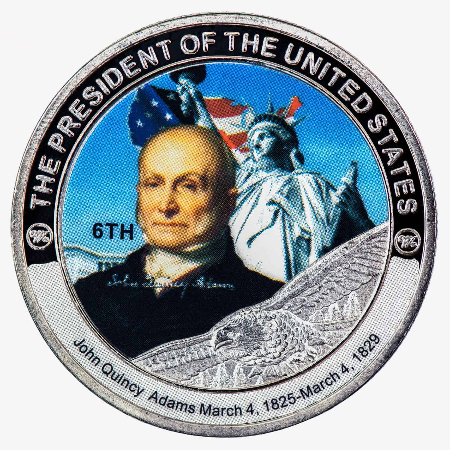 A coin commemorating featuring a portrait The President of The United States.