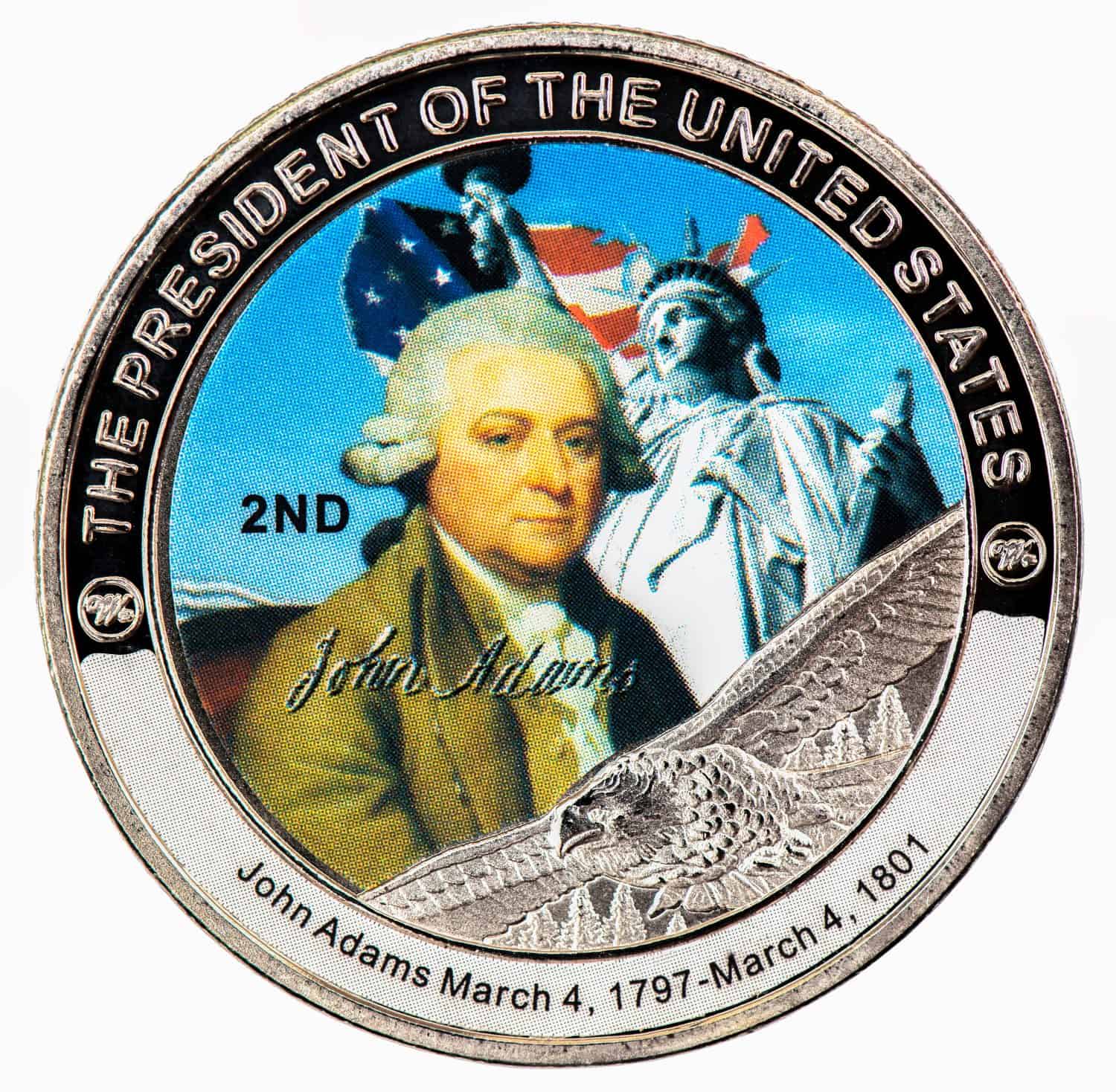 A coin commemorating featuring a portrait The President of The United States.