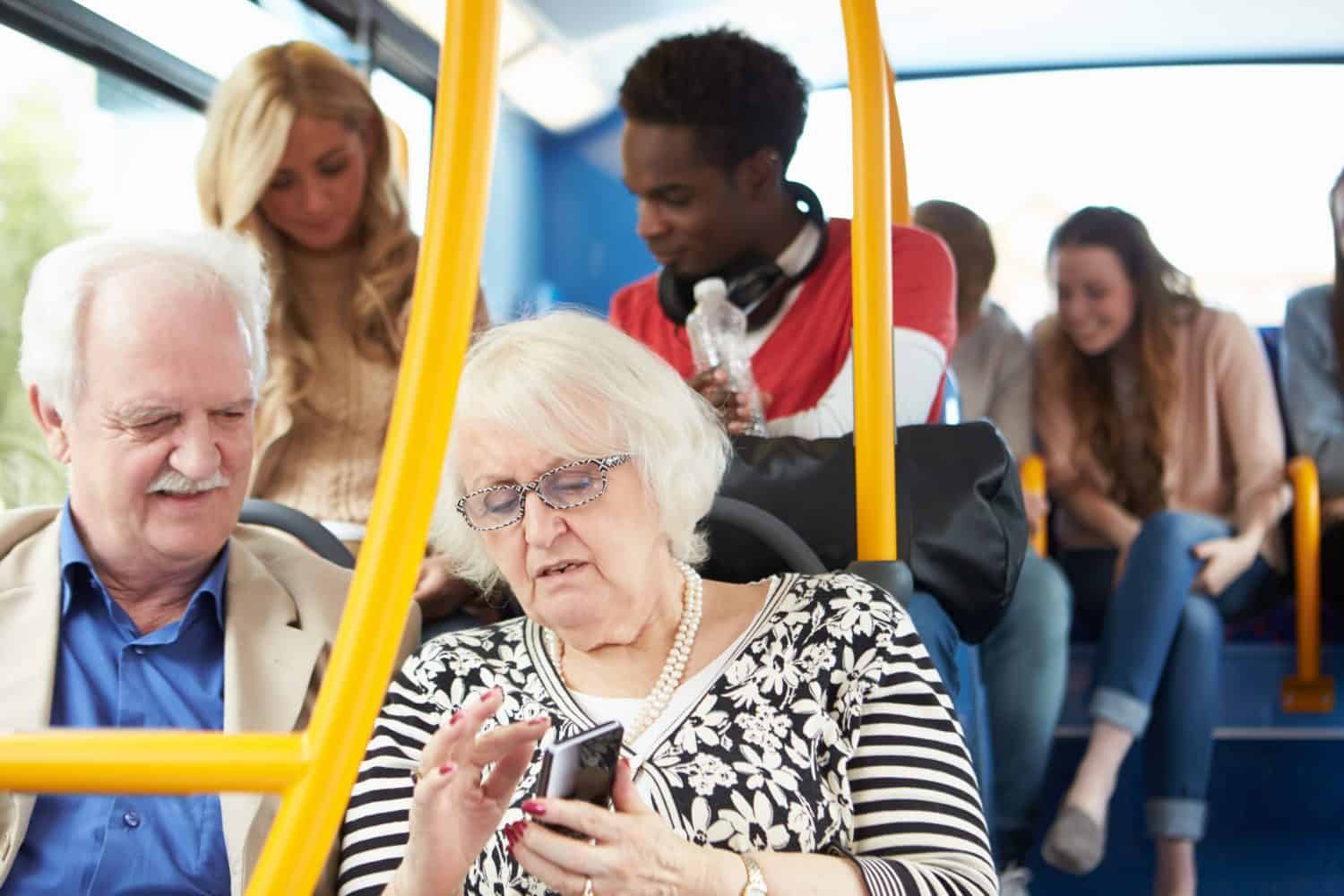 Interior Of Bus With Passengers