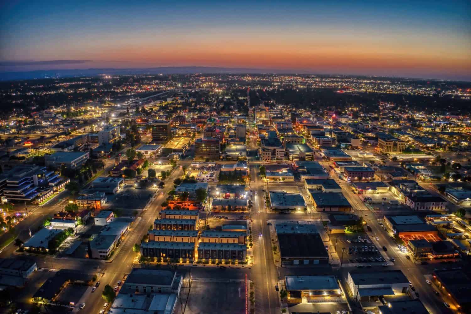 Aerial View of Downtown Bakersfield, California Skyline