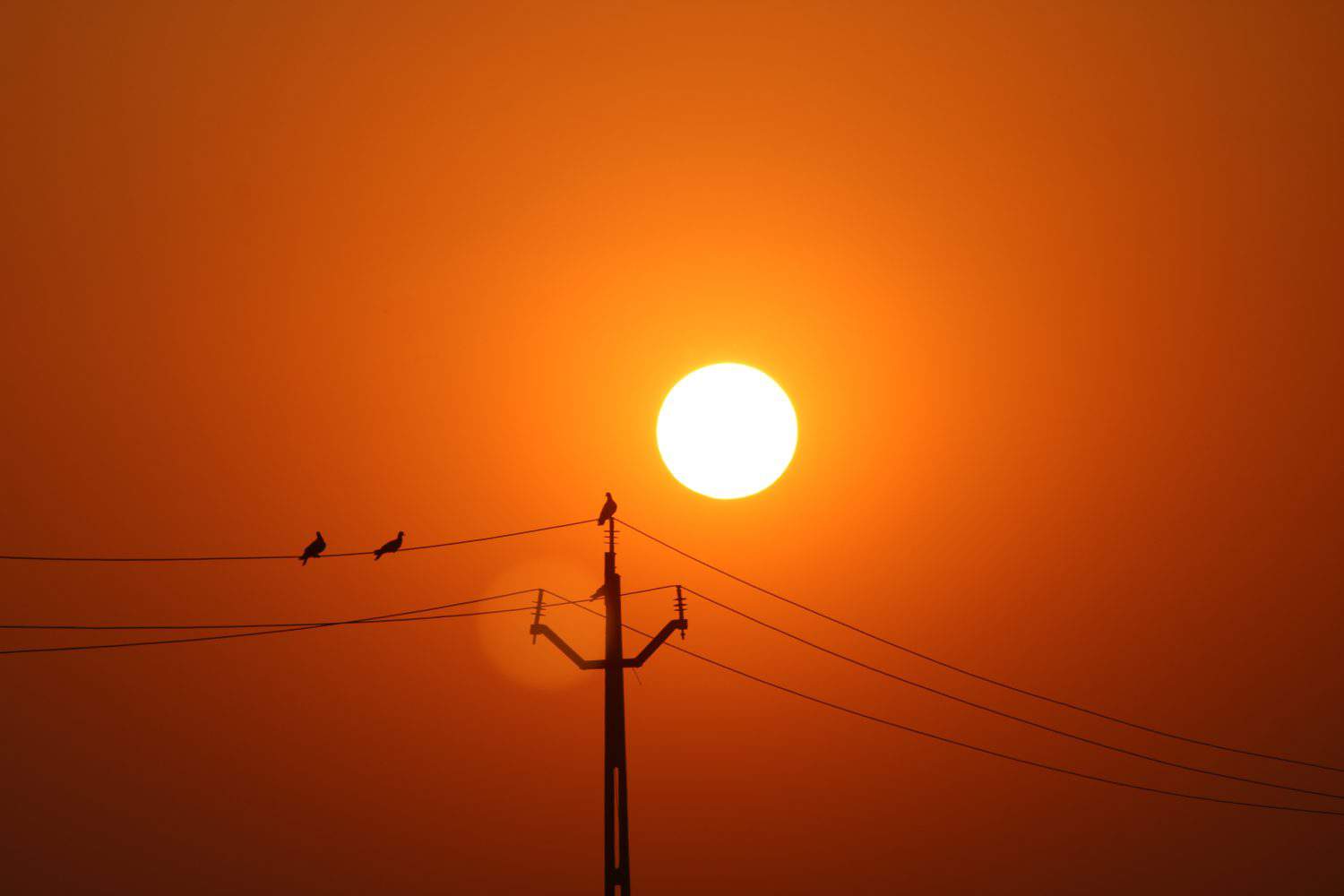 Heat wave of extreme sun and sky background. Hot weather with global warming concept. Temperature of Summer season