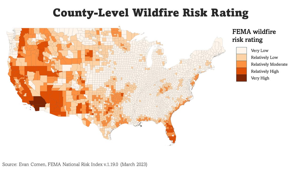 County-level wildfire risk rating