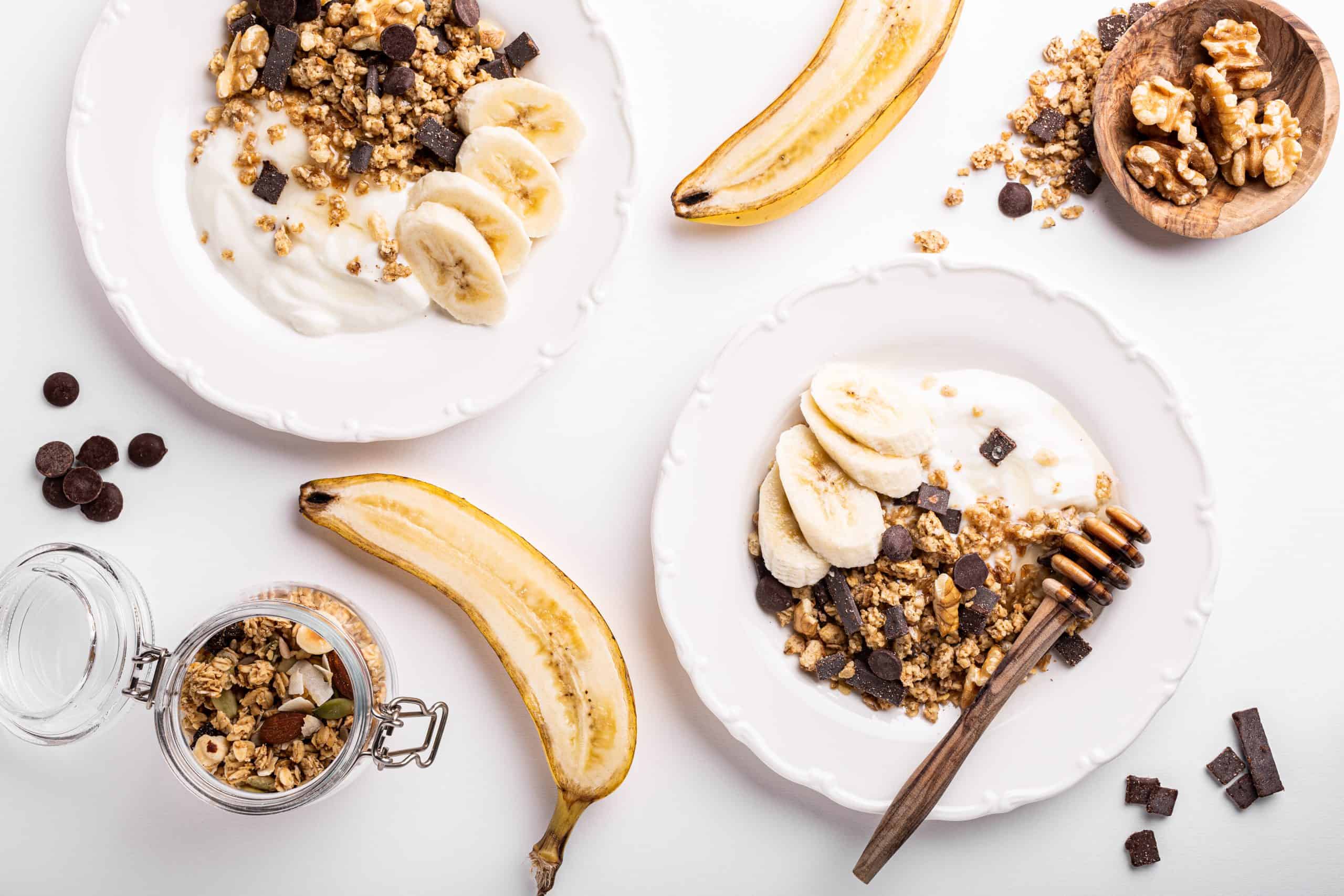 Homemade granola on black plate