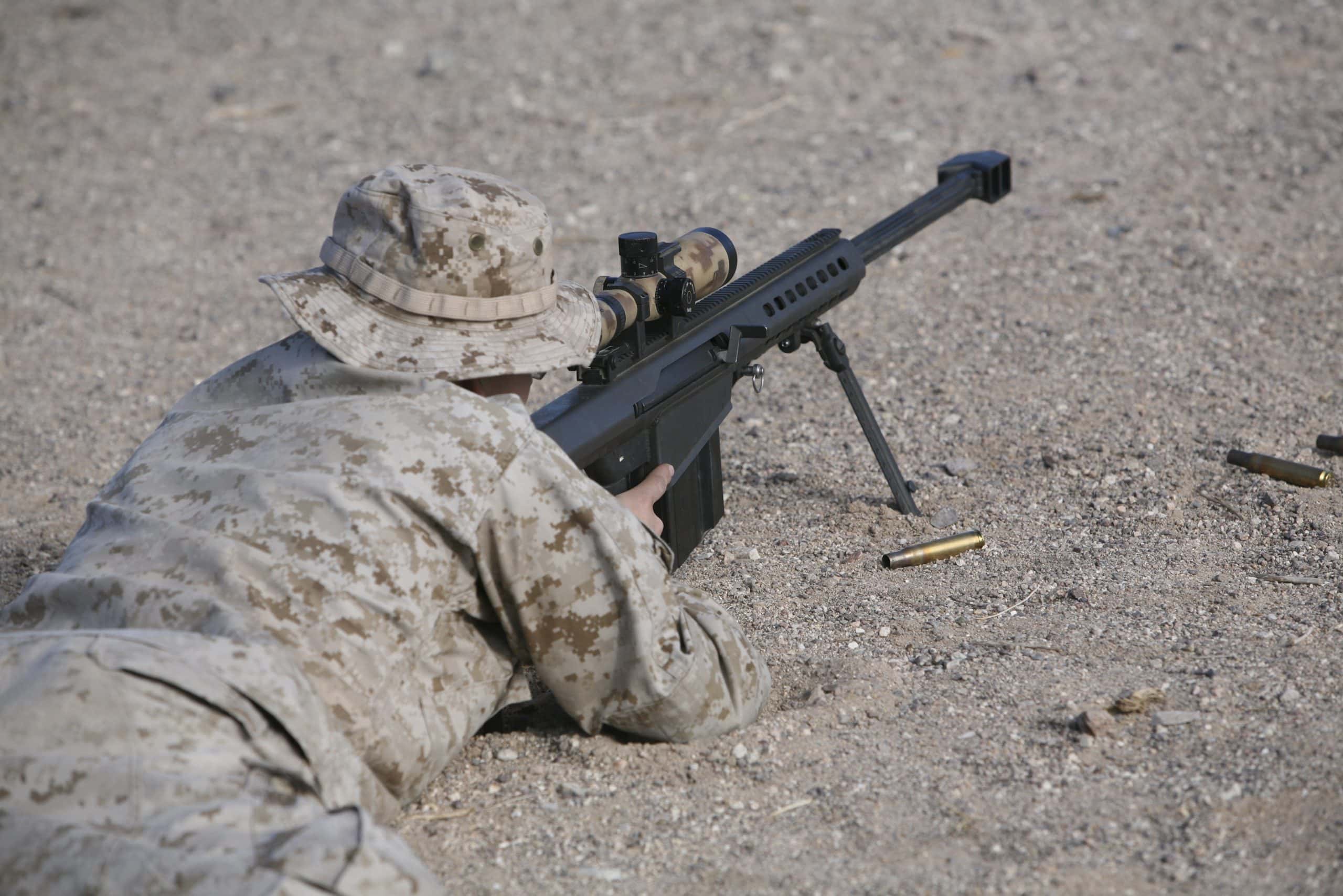 January 7, 2010 - A U.S. Marine zeros his M107 sniper rifle at Range 113 at Camp Wilson, California.