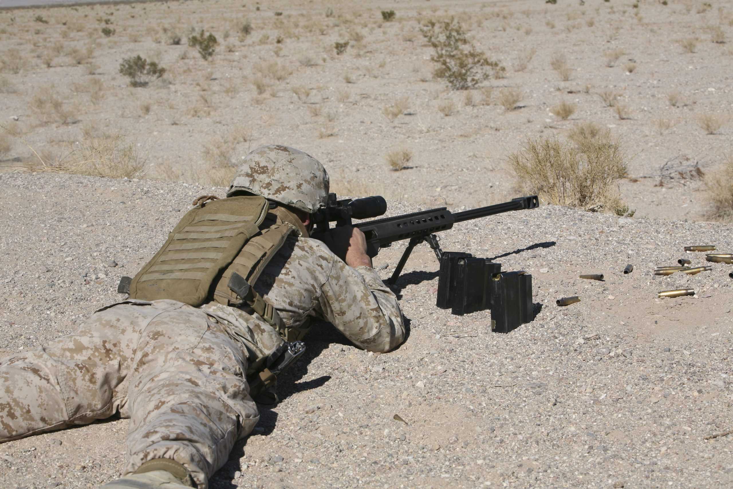 January 7, 2010 - A U.S. Marine zeros his M107 sniper rifle at Range 113 at Camp Wilson, California.