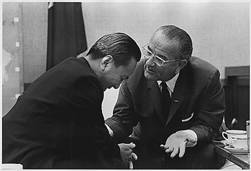 Lyndon+Johnson | Public Domain: President Nguyen Van Thieu (South Vietnam) and President Lyndon B. Johnson by Yoichi Okamoto, July 19, 1968 (NARA)