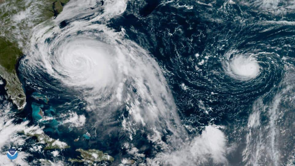 Hurricanes Maria and Lee in the Atlantic Ocean by NOAASatellites