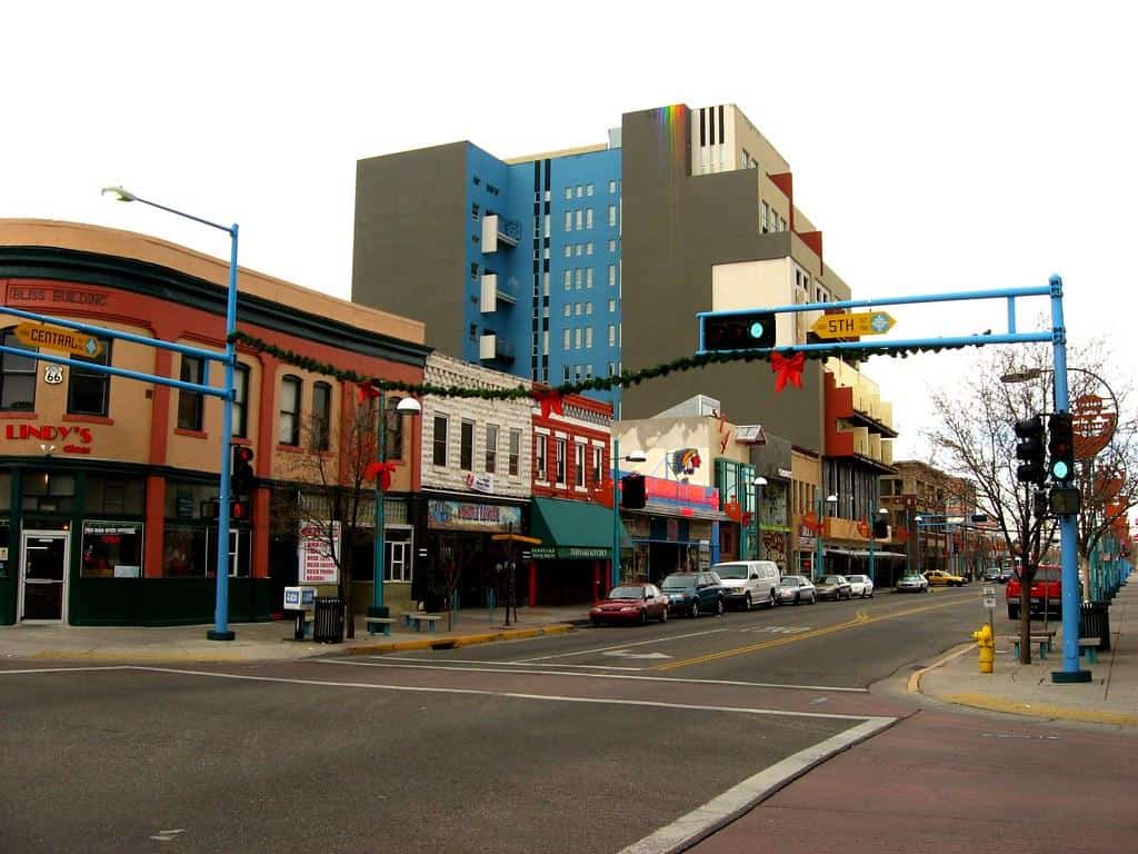 Central Avenue, Albuquerque, New Mexico, as seen from KiMo Theatre by Ken Lund