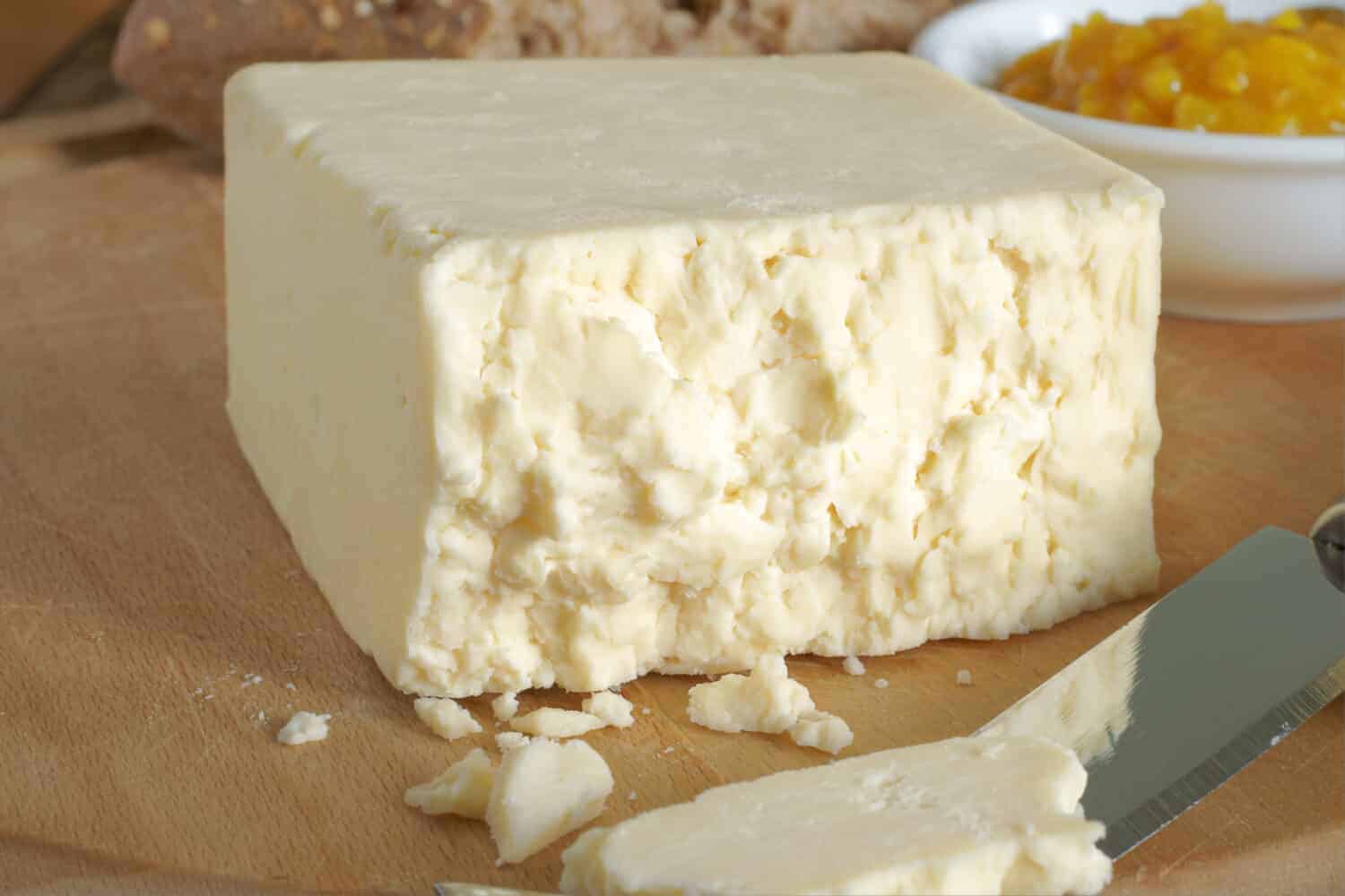 Cheshire a traditional dense and crumbly white British cheese one of the oldest recorded named cheeses in British history