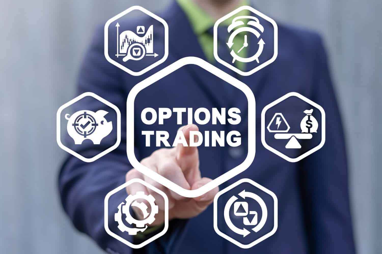 Financial concept of options trading. Investing to options.