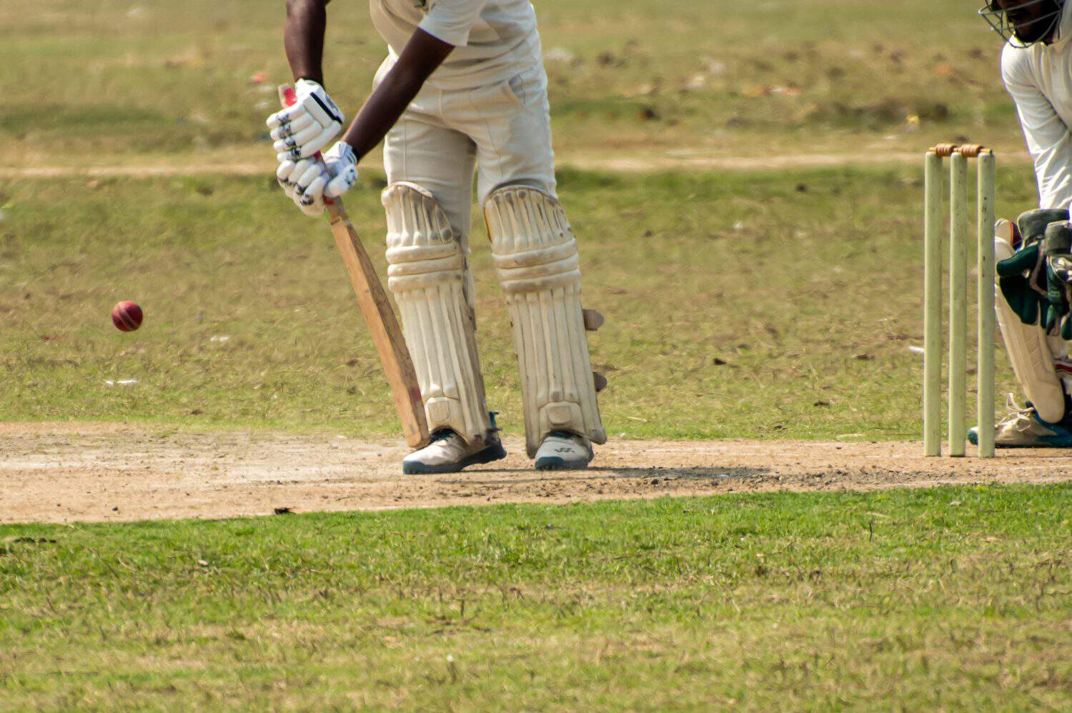 Cricket batsman is playing defensive stroke