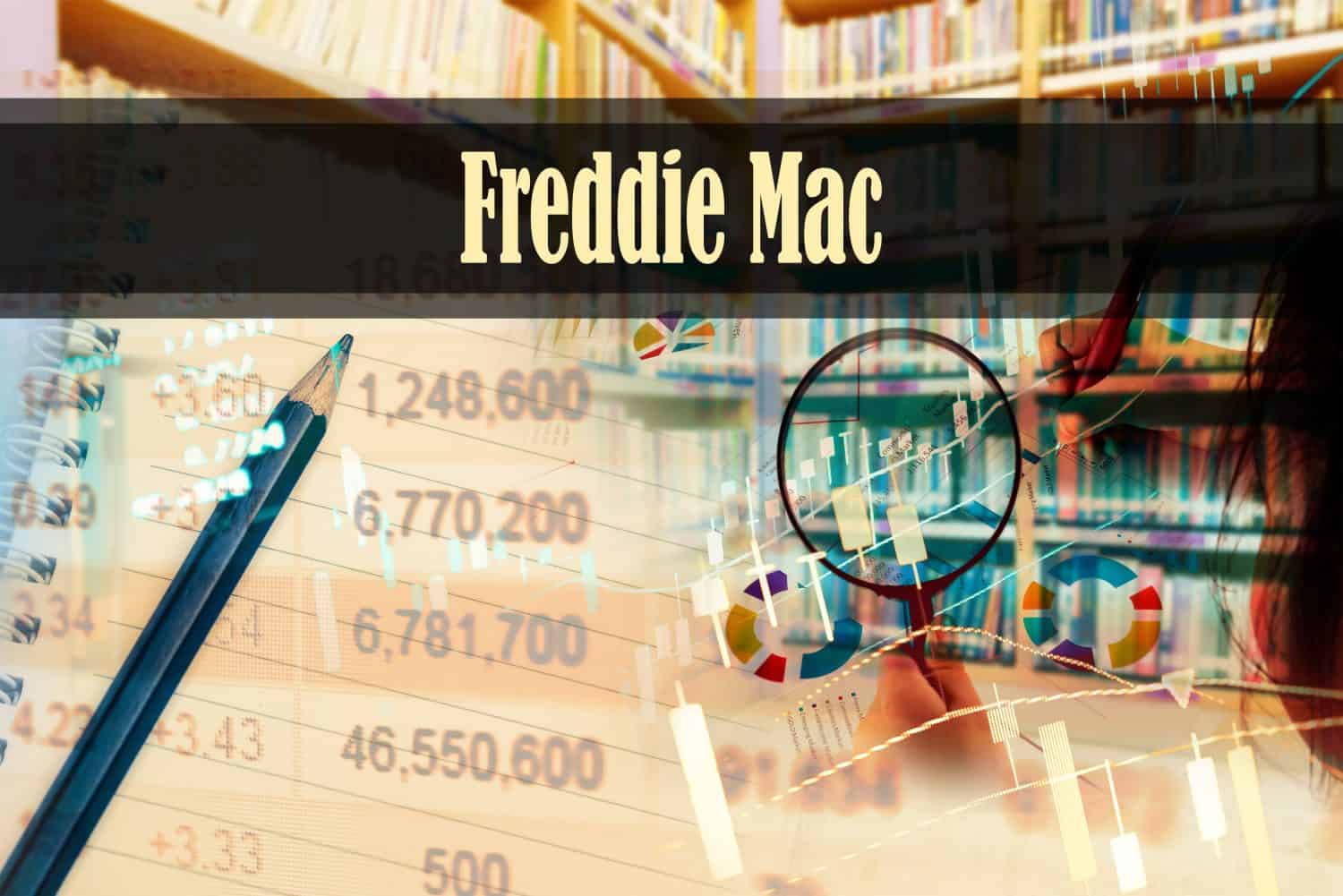 Freddie Mac - Hand writing word to represent the meaning of financial word as concept. A word Freddie Mac is a part of Investment&amp;Wealth management in stock photo.