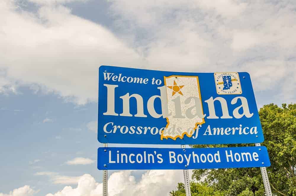 Nice new sign to welcome travelers to the state of Indiana, Crossroads of America, and Lincoln&#039;s Boyhood Home. Indiana also celebrated two hundred years in 2016.