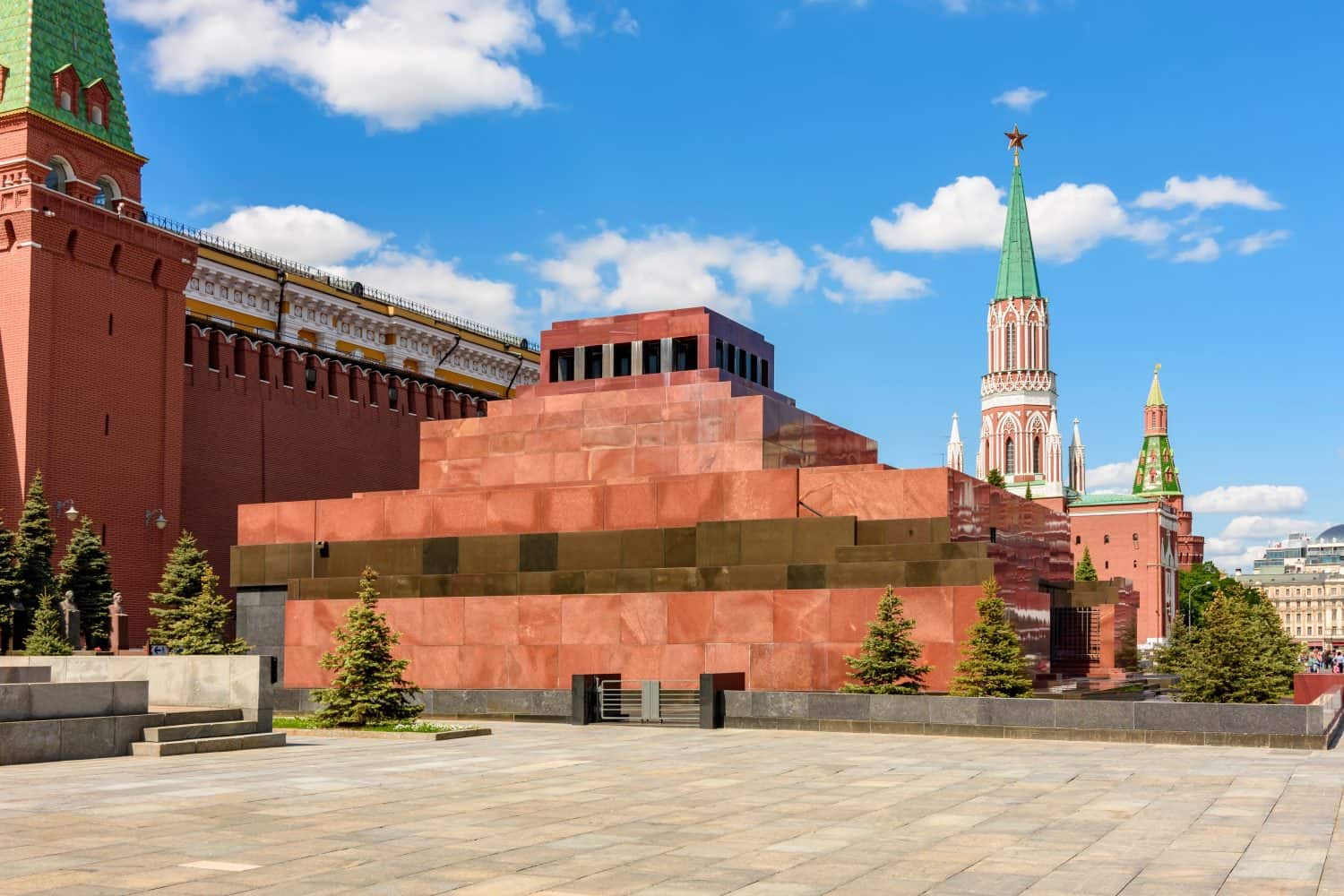 Lenin Mausoleum on Red square in Moscow, Russia (inscription &quot;Lenin&quot;)