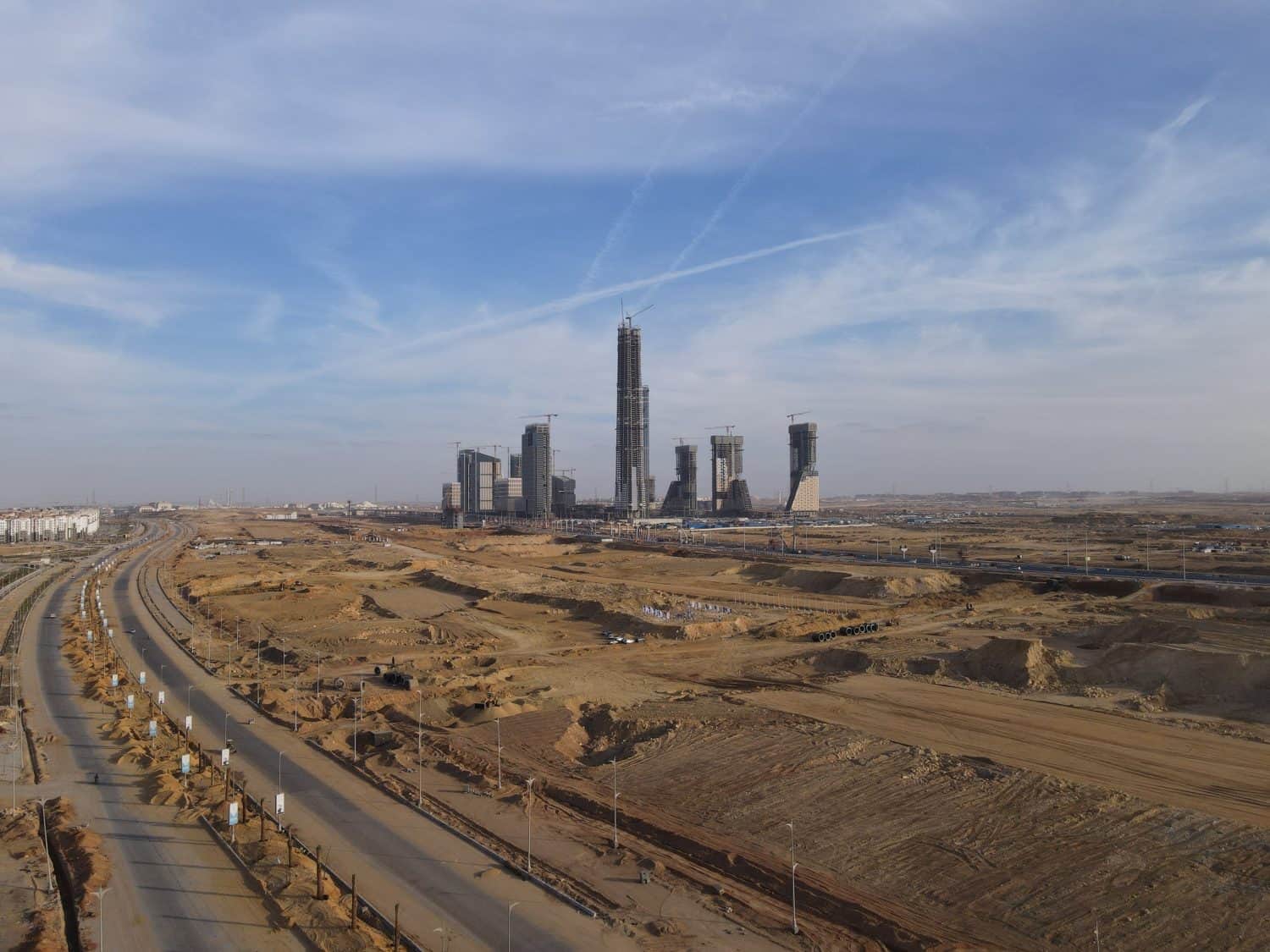 Amazing drone shot to the iconic tower in Egypt new Capital, under Construction