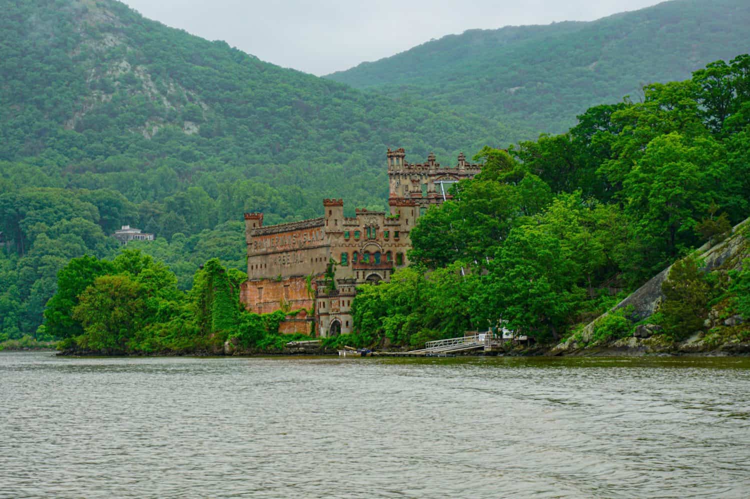 A beautiful view of the Bannerman Castle near the Hudson River in New York state.