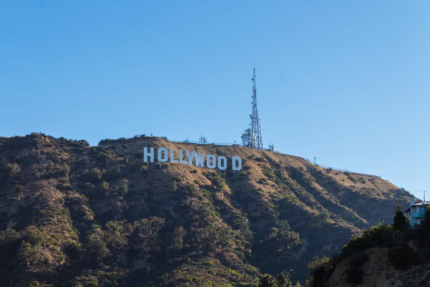 Los Angeles, California, USA, June 20, 2022: The Hollywood Sign is an American landmark and cultural icon overlooking Hollywood. Originally the Hollywoodland Sign, it is situated on Mount Lee.