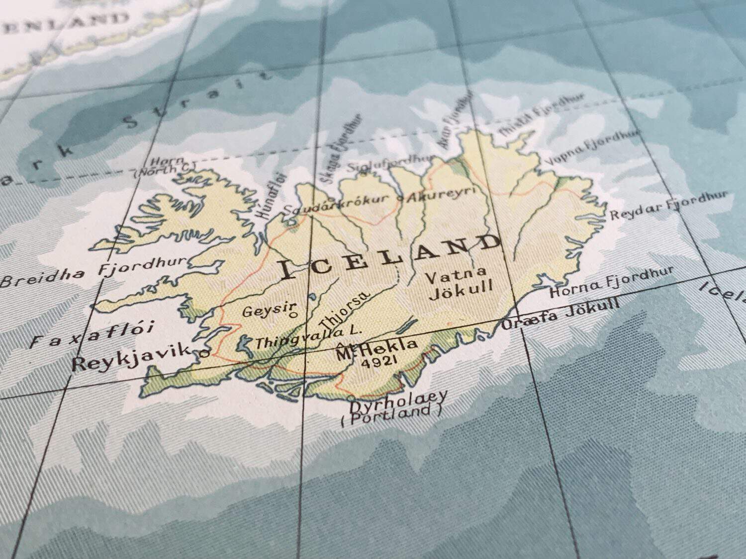 Map of Iceland, world tourism, travel destination