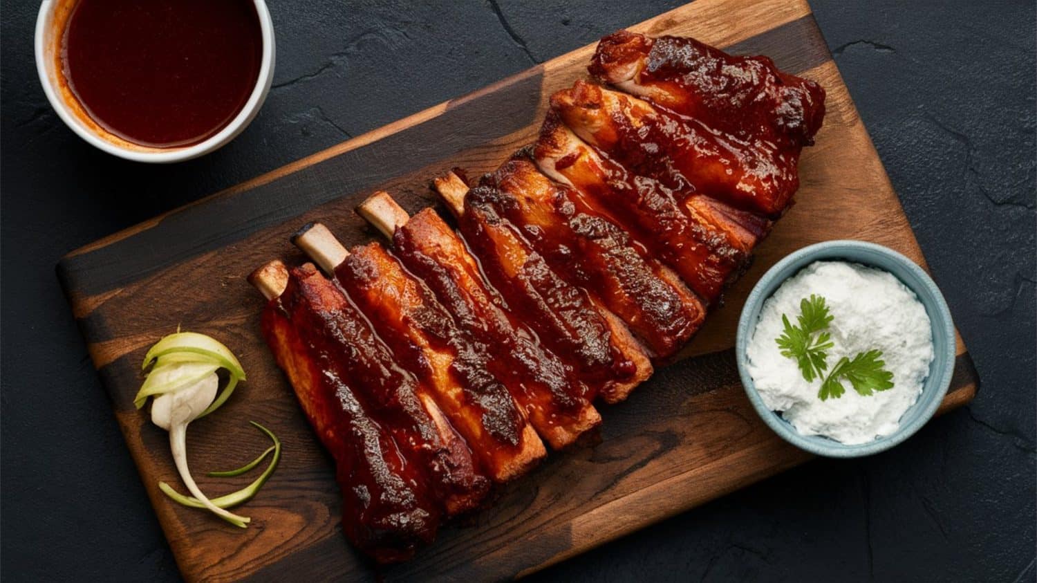 BBQ ribs - Tender ribs slathered in tangy barbecue sauce.