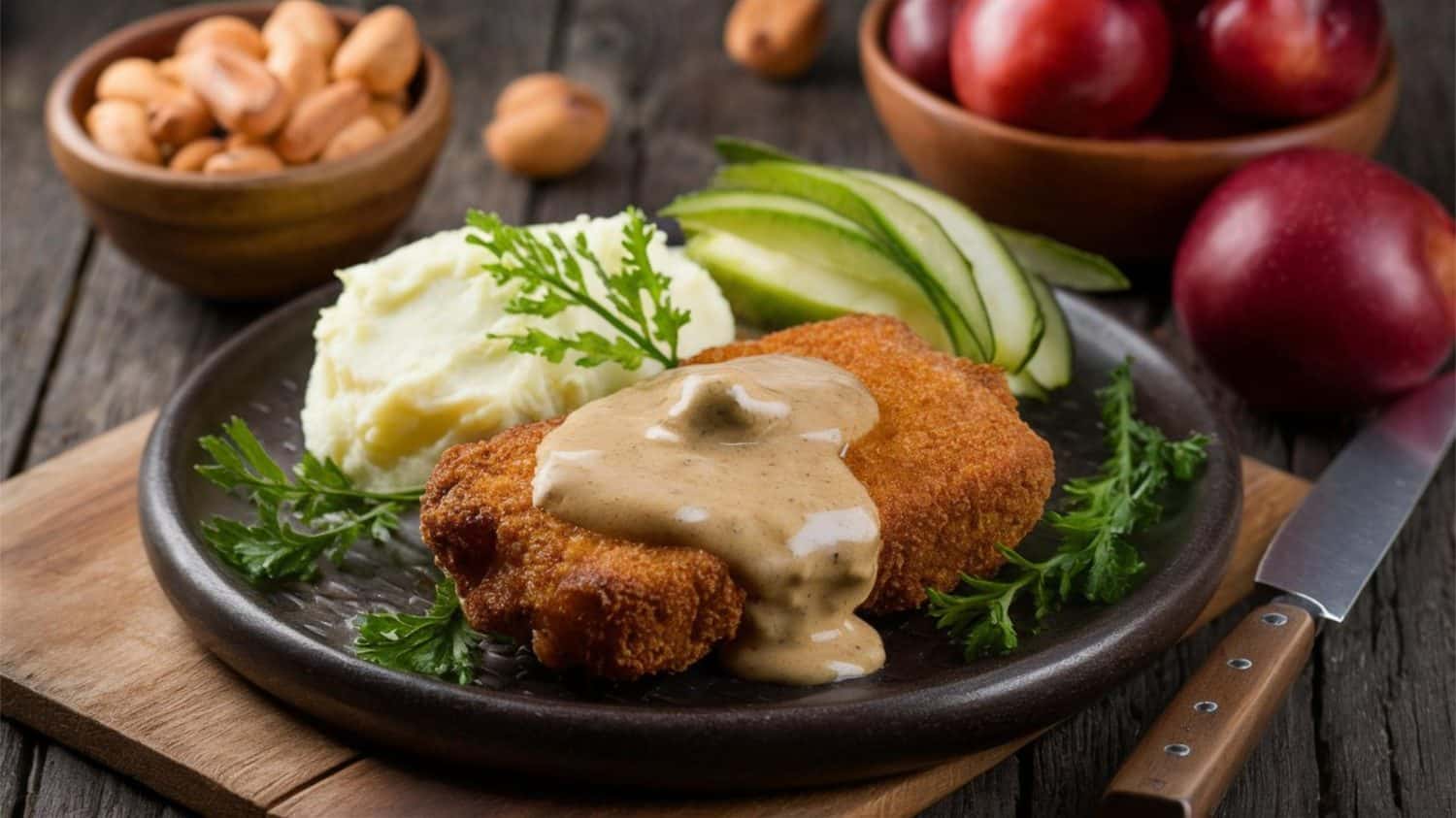 Chicken Fried Steak: Breaded and fried steak, topped with creamy gravy, often served with mashed potatoes. A Southern comfort staple.