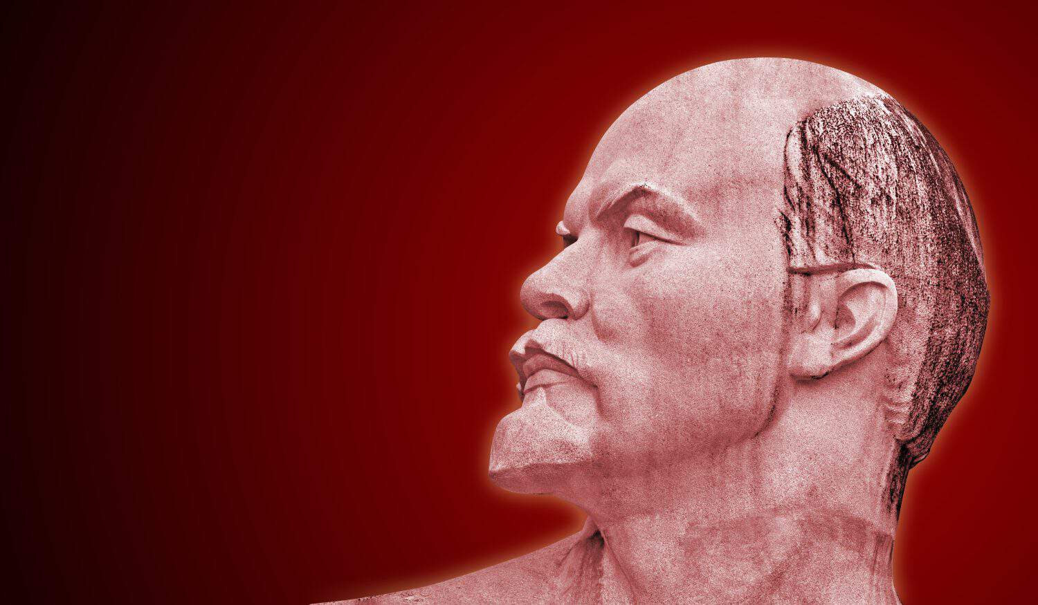 Head of the soviet leader Lenin on a red background