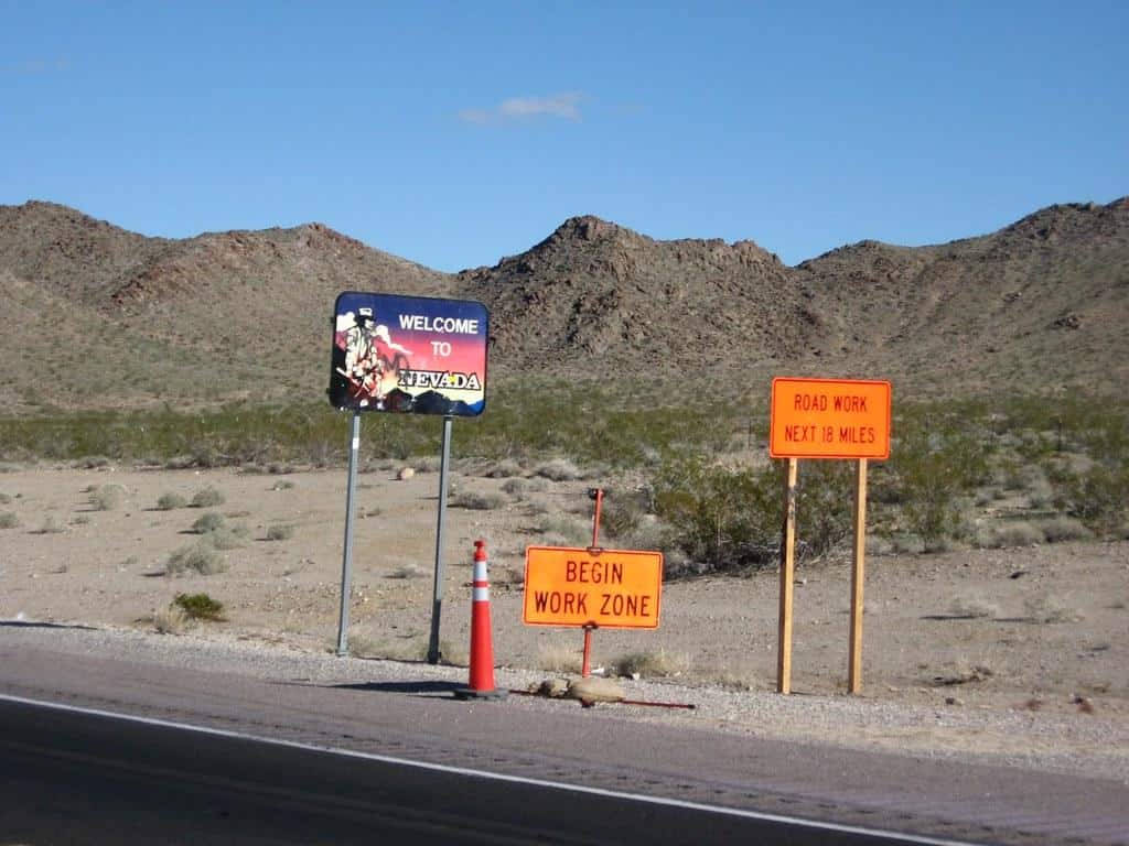 Welcome to Nevada, Nevada-California Border, U.S. 95 by Ken Lund