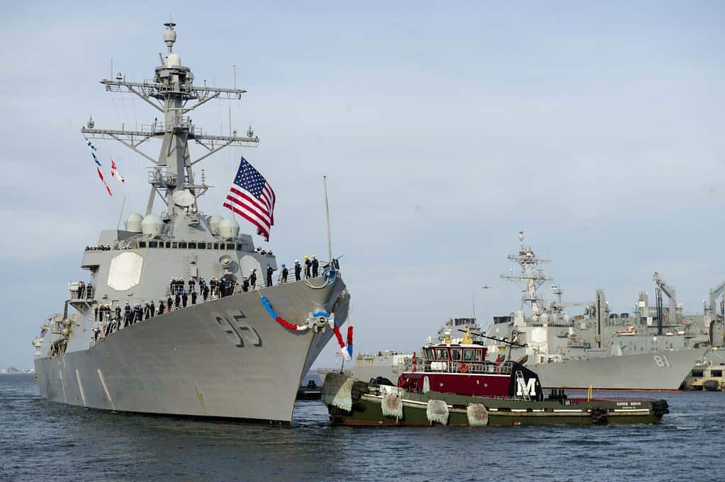 U.S. Navy destroyer returns home from deployment. by Official U.S. Navy Imagery