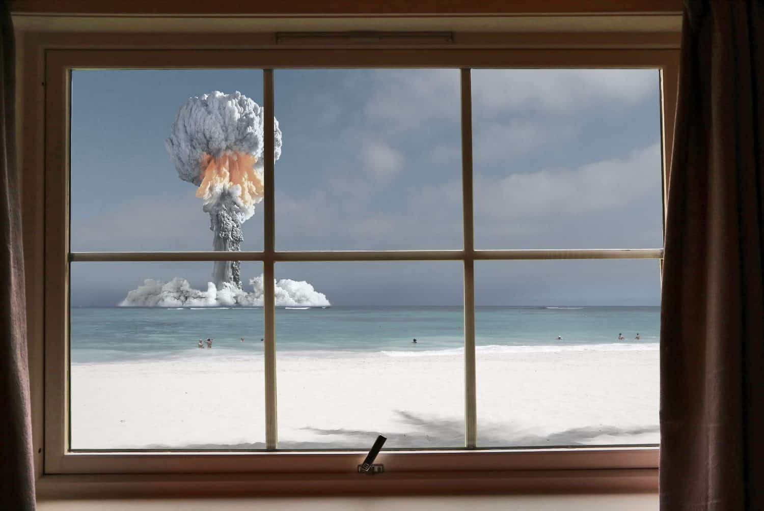 Nuclear explosion in the ocean on a tropical island.