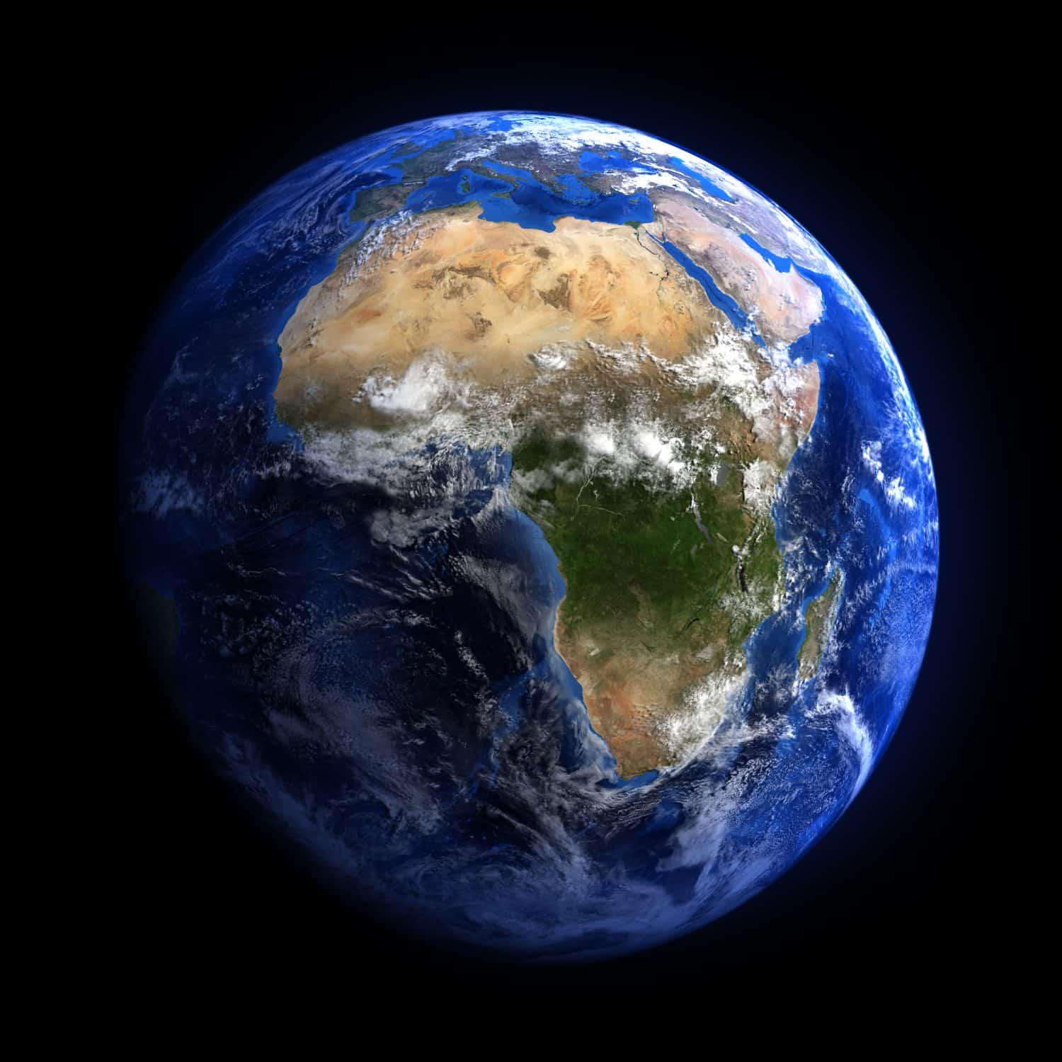 The Earth from space showing Africa. Extremely detailed image including elements furnished by NASA. Other orientations available.