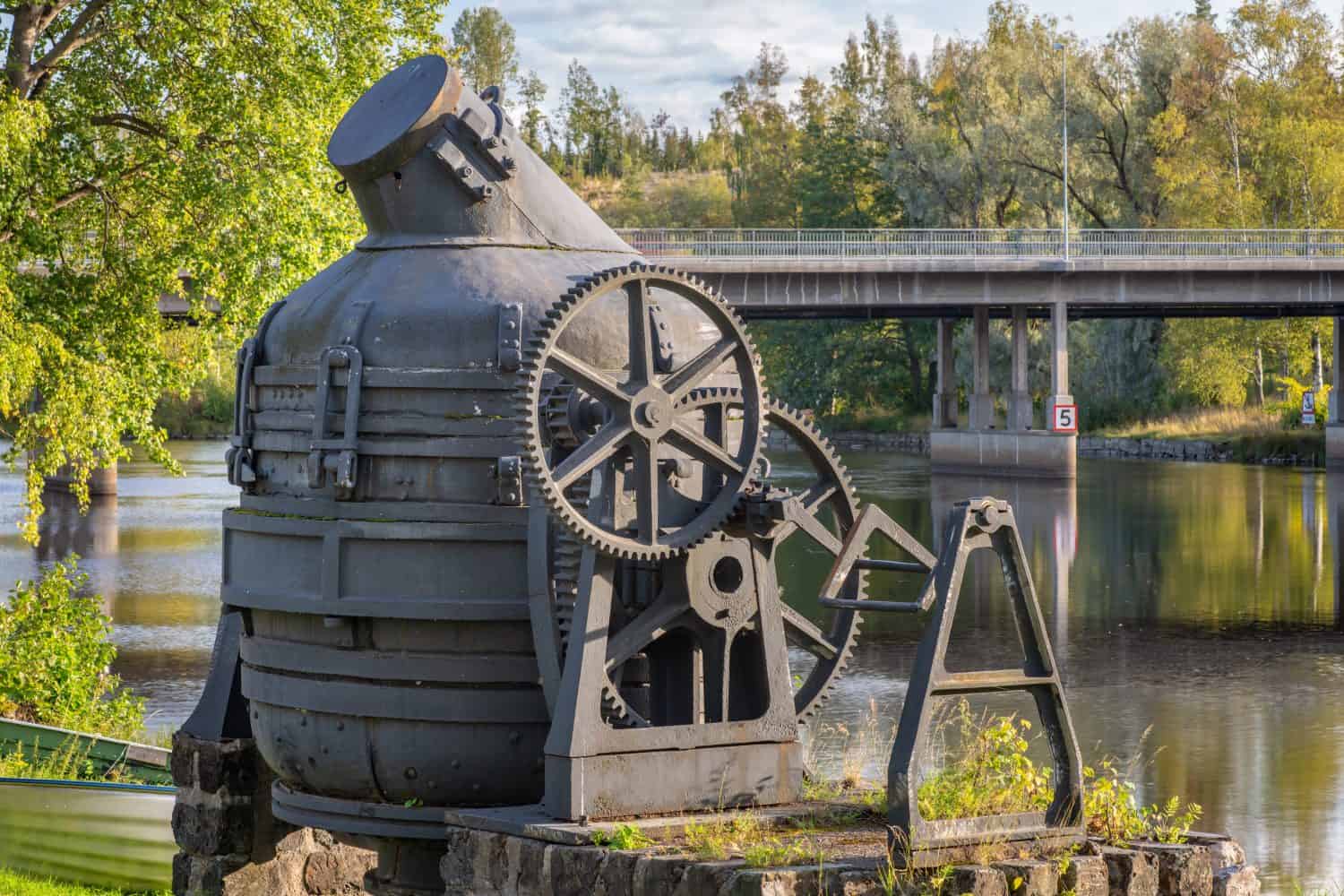 Hand driven old Bessemer converter that was used in an old steel mill in Fagersta, Sweden