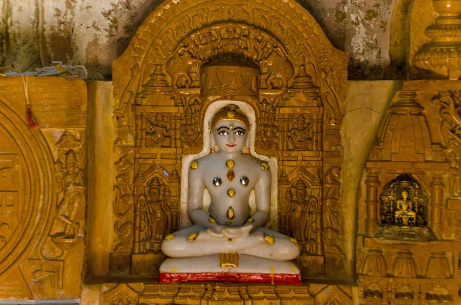 Sculpture of Bhagwan Rishabhdev, the first tirthankara of Jainism at Lodurva Jain Temple