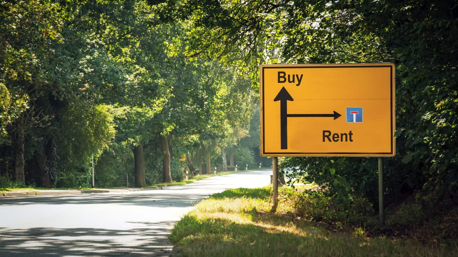 Street Sign the Direction Way to Buy versus Rent