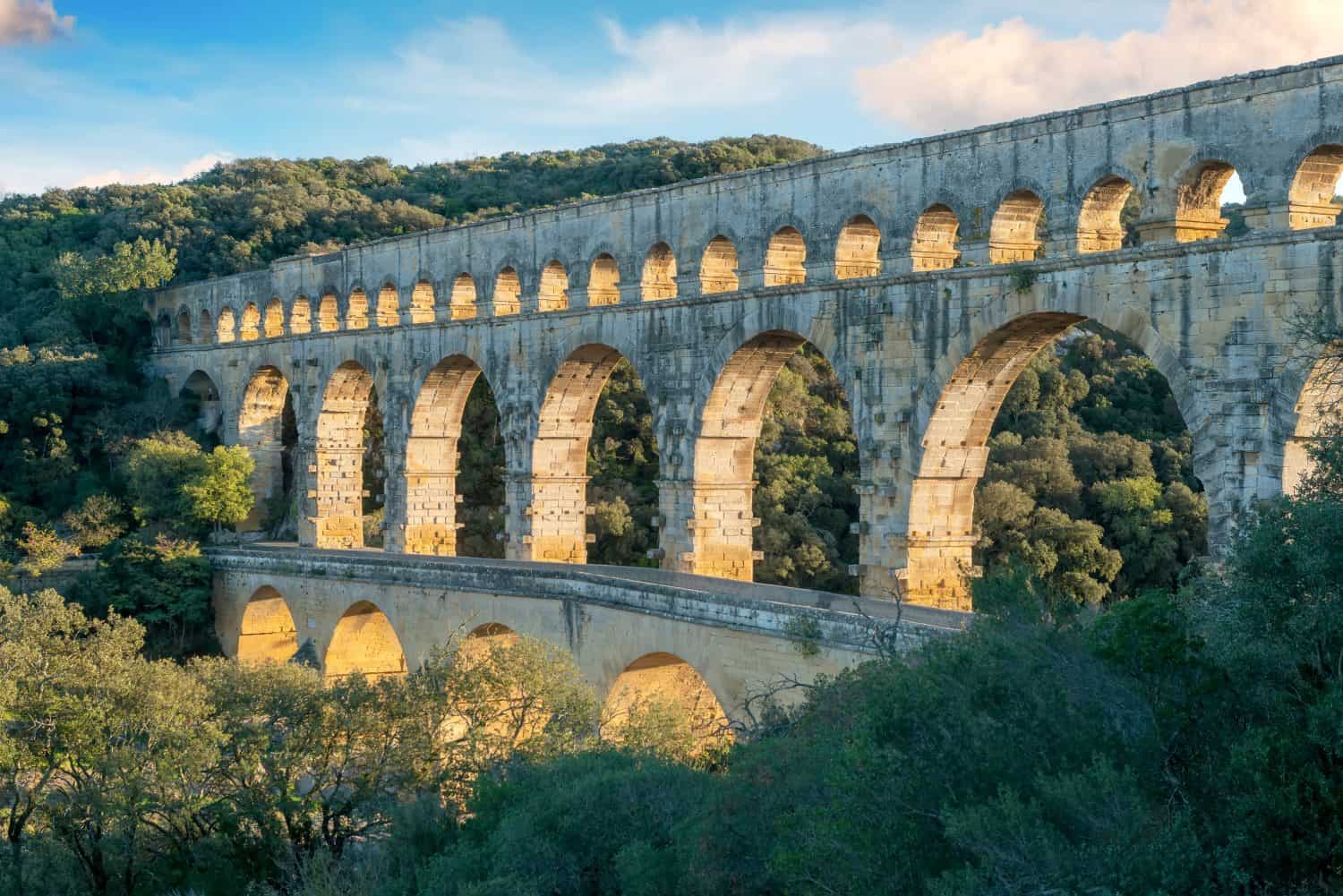 The &quot;Pont du Gard&quot; is an ancient Roman aqueduct bridge built in the first century AD to carry water (31 mi) .It was added to UNESCO&#039;s list of World Heritage Sites in 1985