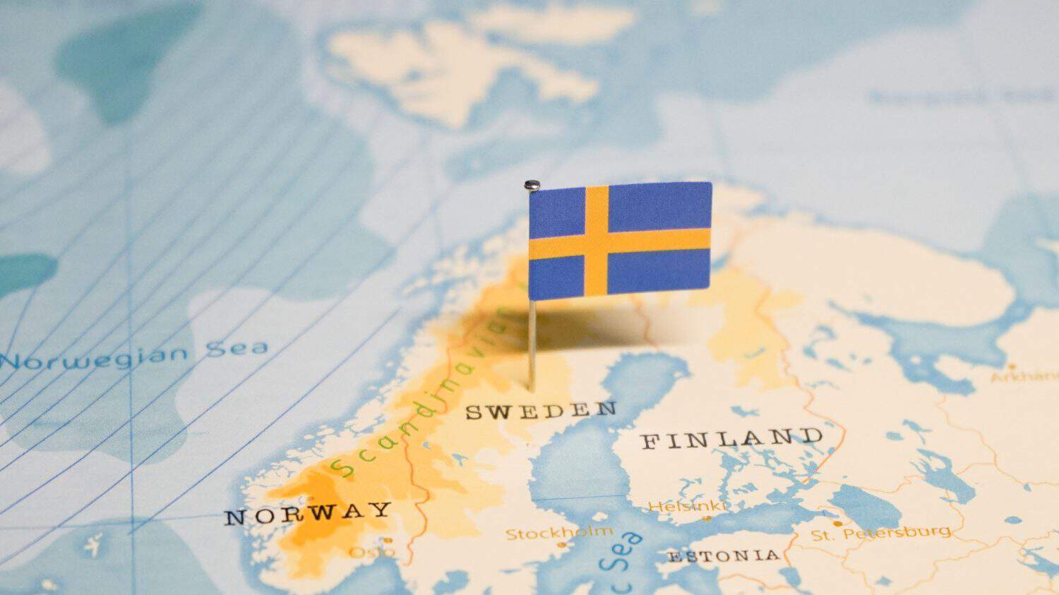 The Flag of Sweden on the World Map.