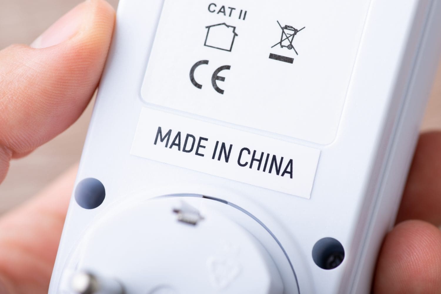 Some electronic appliance with label Made in China. Production of electronic gadgets in China