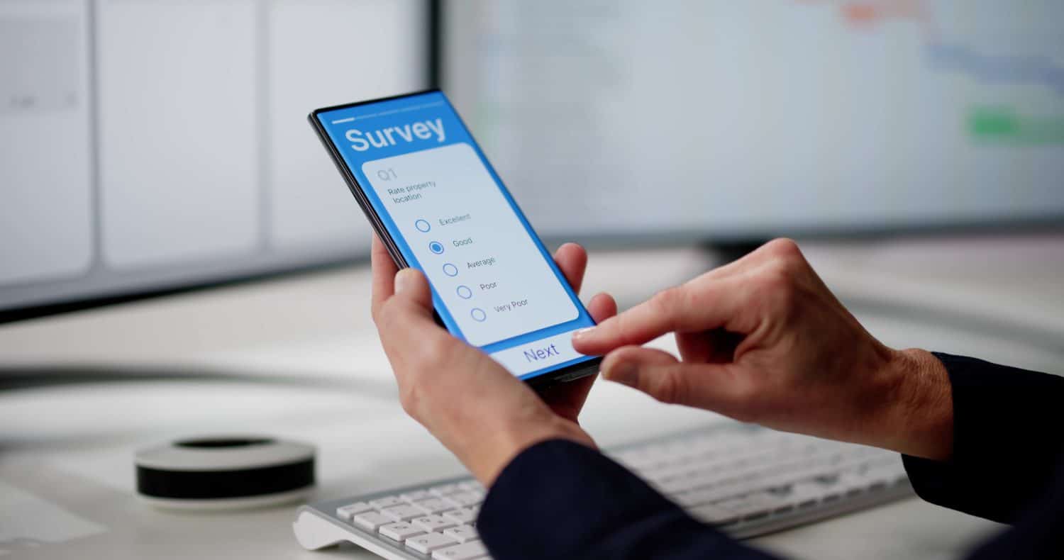 Digital Online Research Survey Form On Mobile Phone Screen