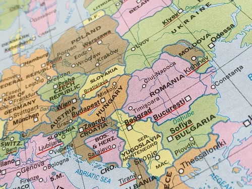 Map of Eastern Europe, world tourism, travel destination, world politics, economy and trade