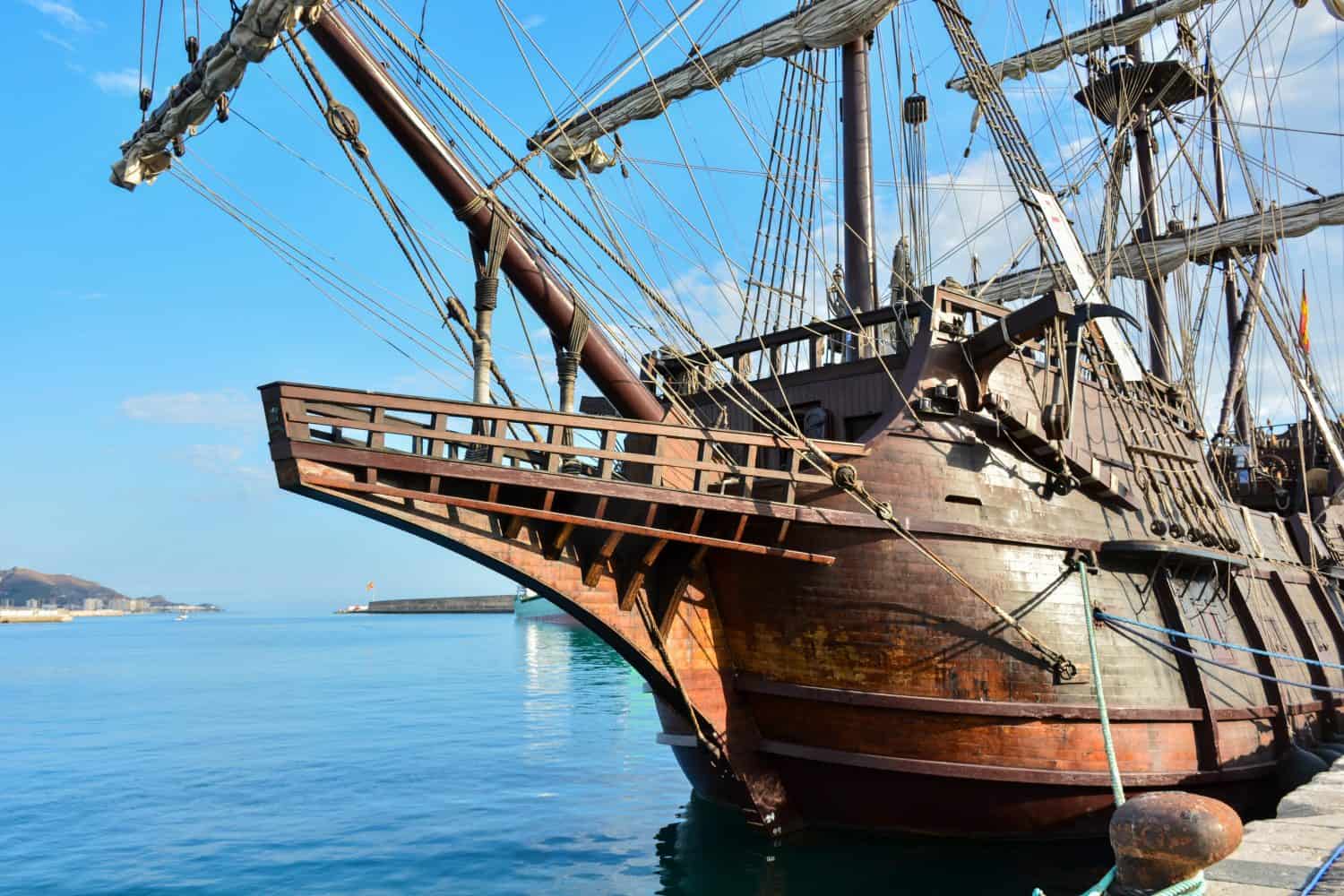 Spanish galleon docked in the port of Motril in the province of Granada, Spain