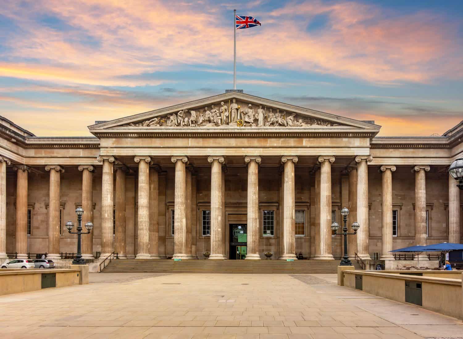 Main entrance of British museum in London, UK