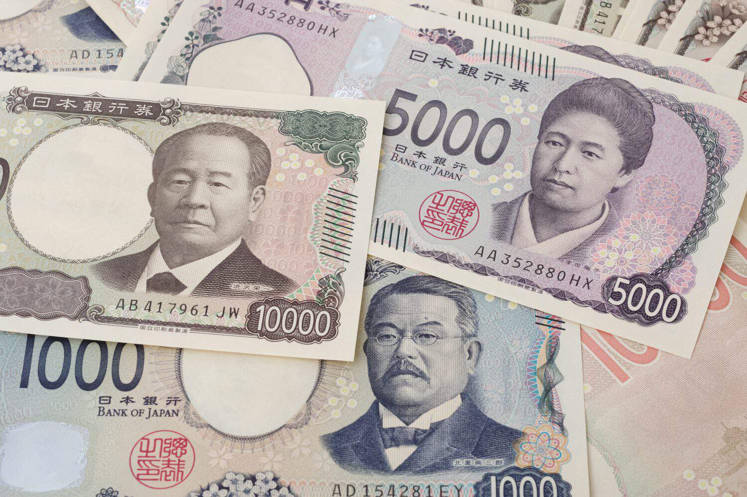 3 types of Japanese yen bills