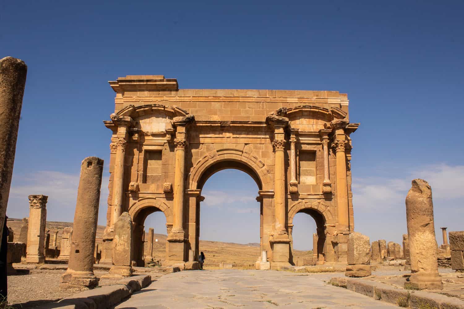 Timgad was a Roman city in the Aurès Mountains of Algeria. It was founded by the Roman Emperor Trajan around 100 CE