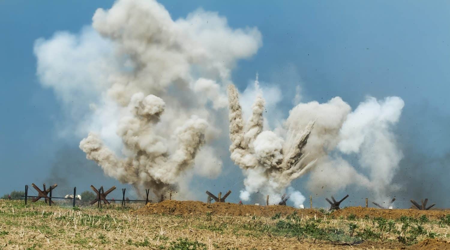 Smoke and explosion on the battlefield