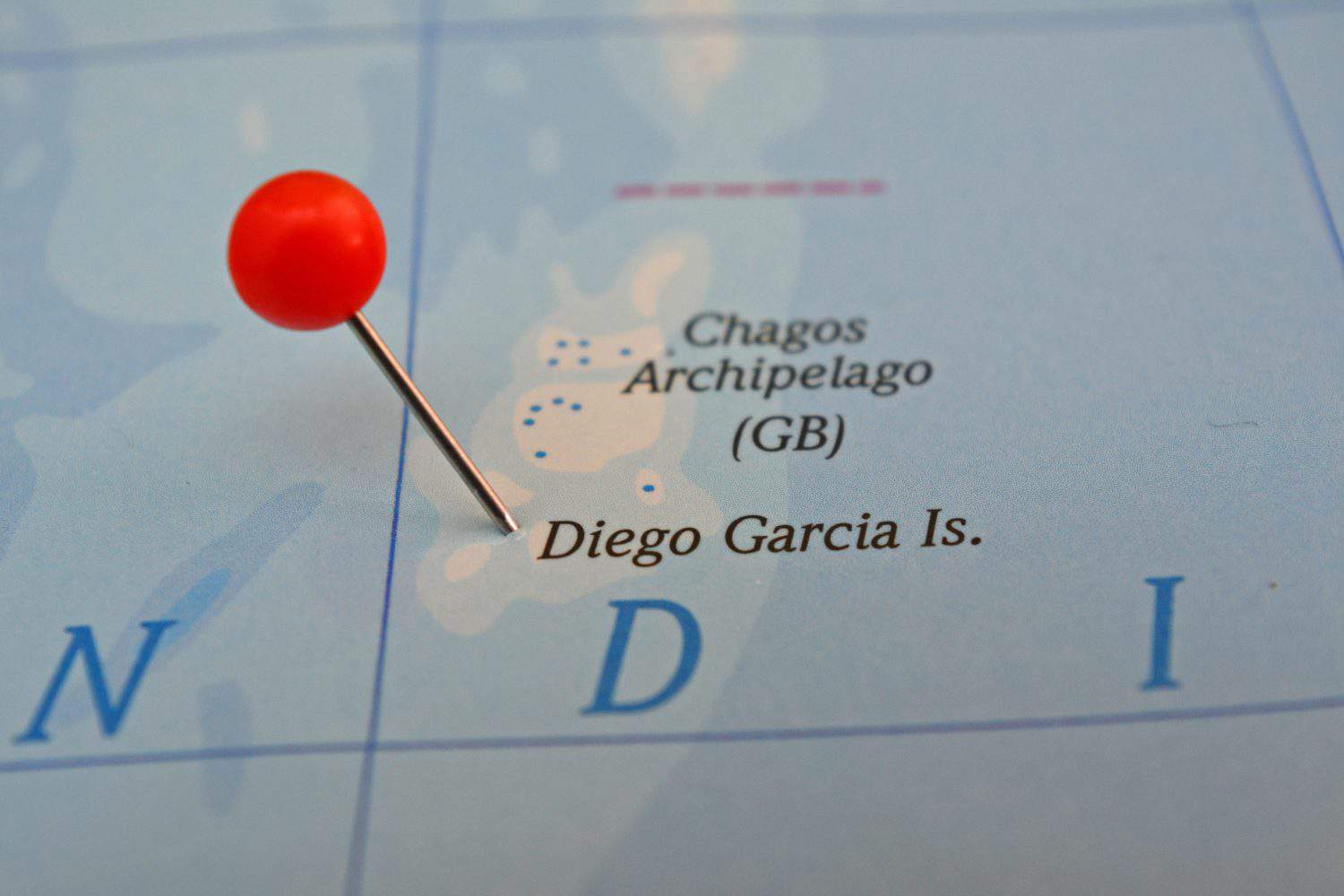 Pin in Diego Garcia island, UK