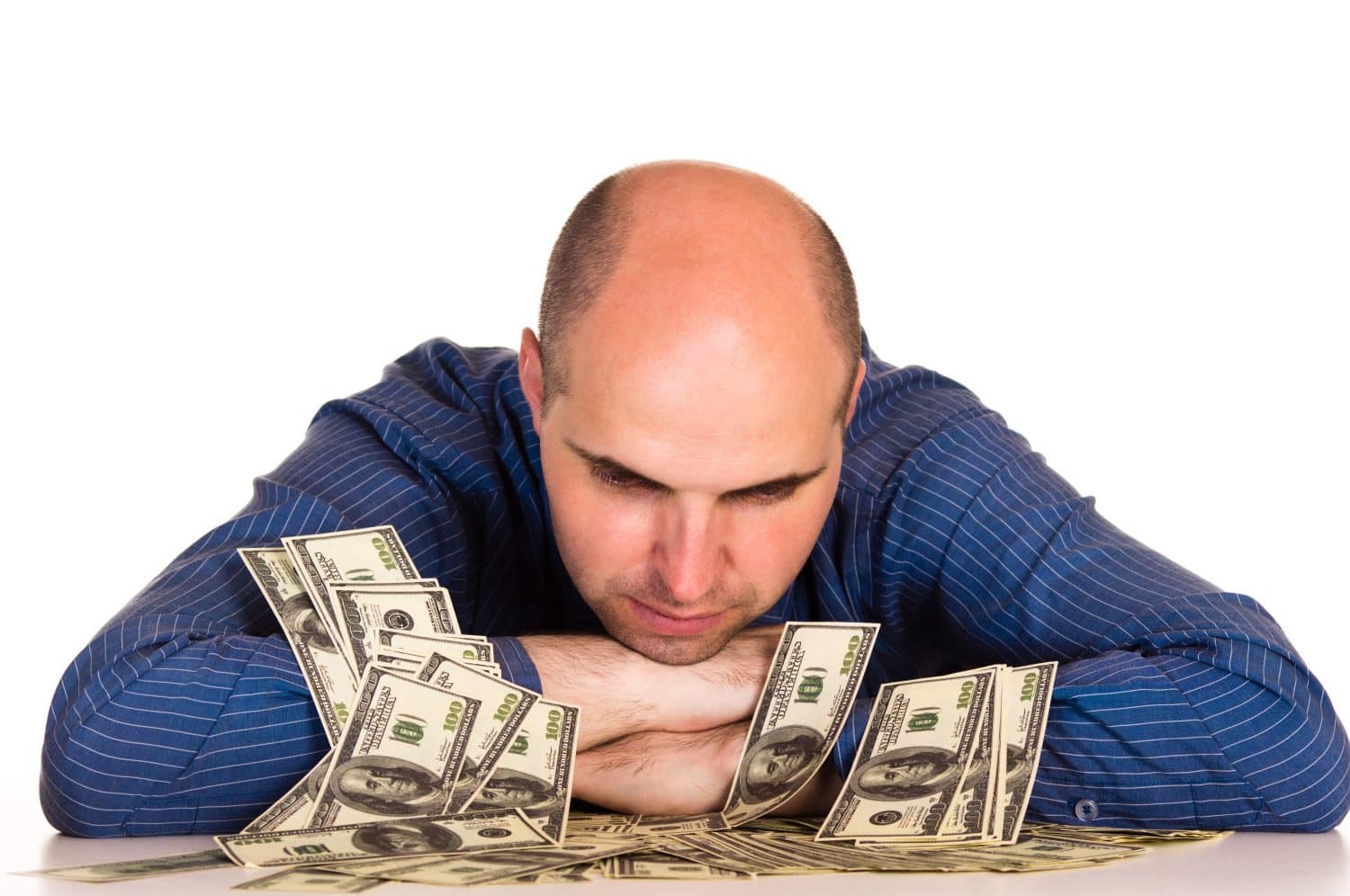 portrait of an adult man with money