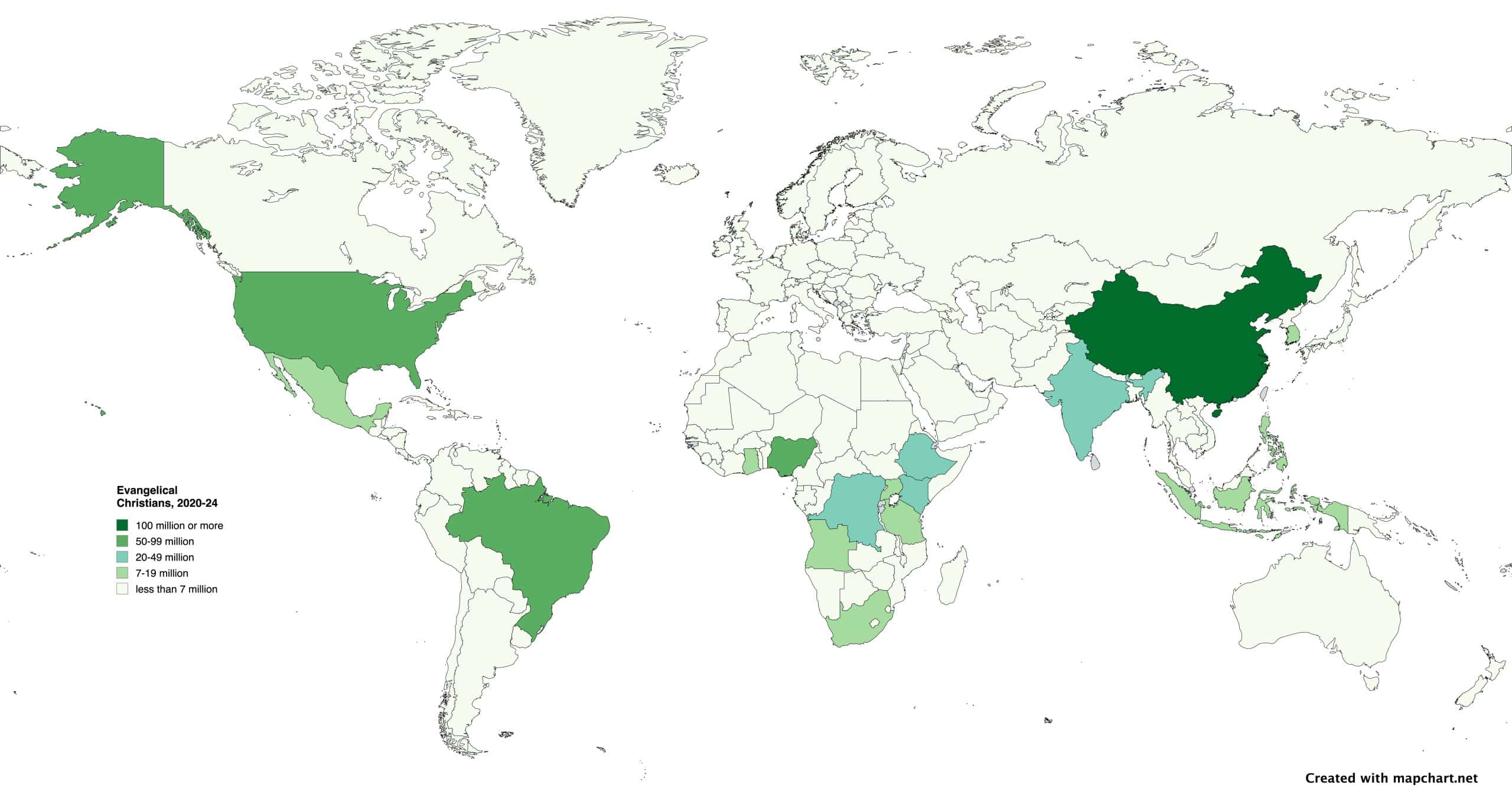 Evangelical Christians map 2020-24