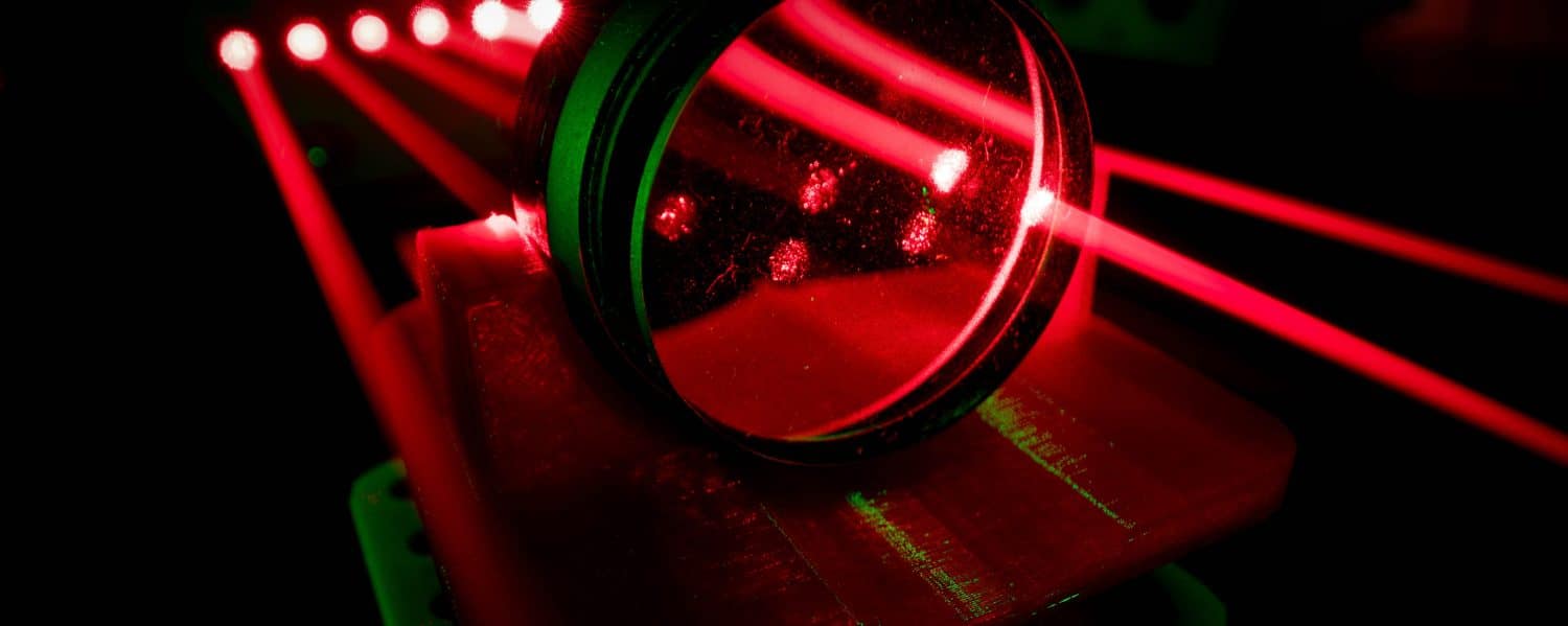 Experiment with red laser in optics lab