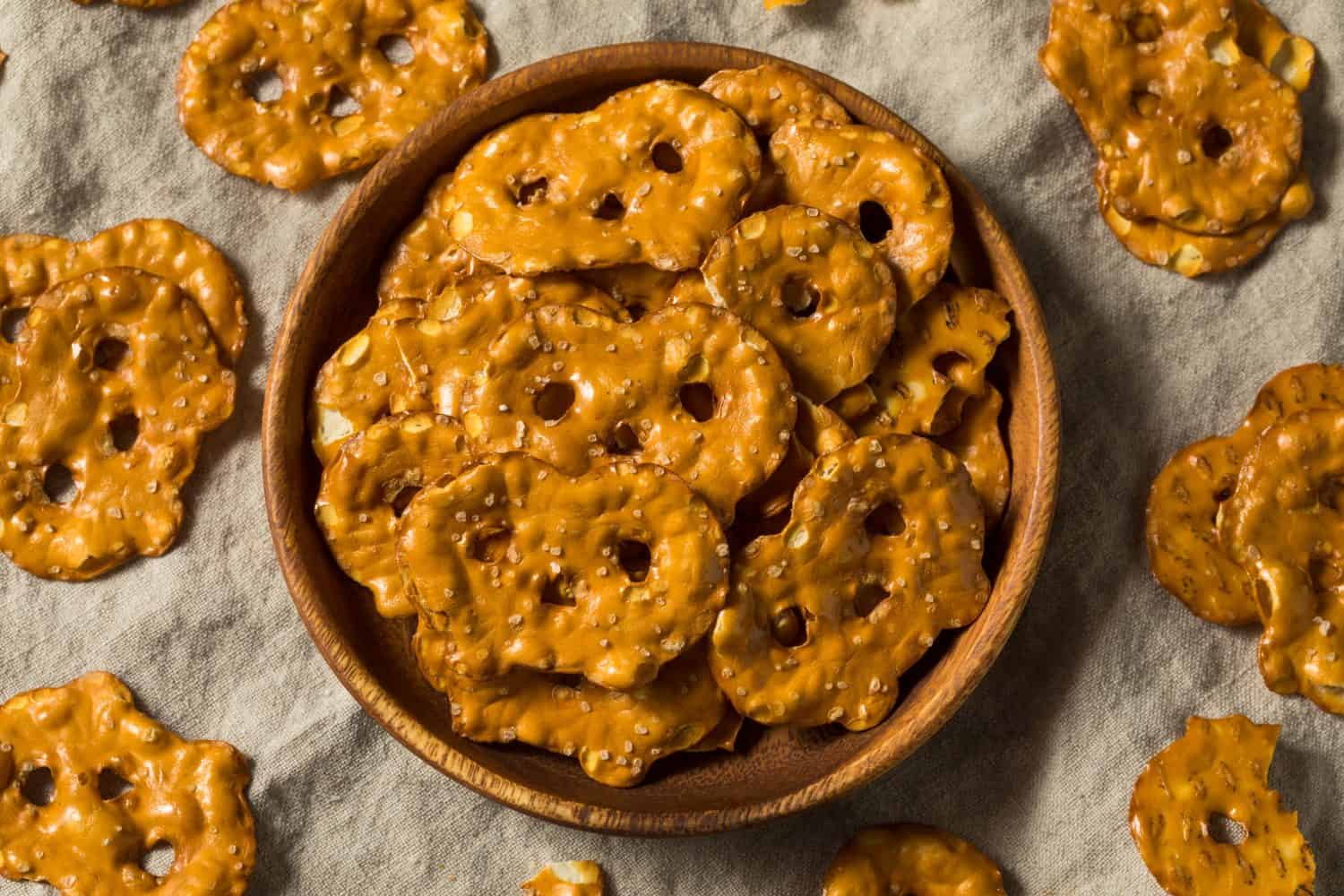 Homemade Salty Pretzel Crisps Ready to Eat